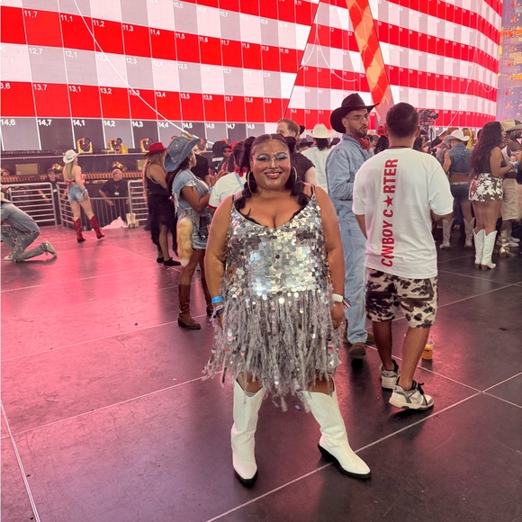 ASOS Silver Sequin Fringe Dress - Picture 3 of 3